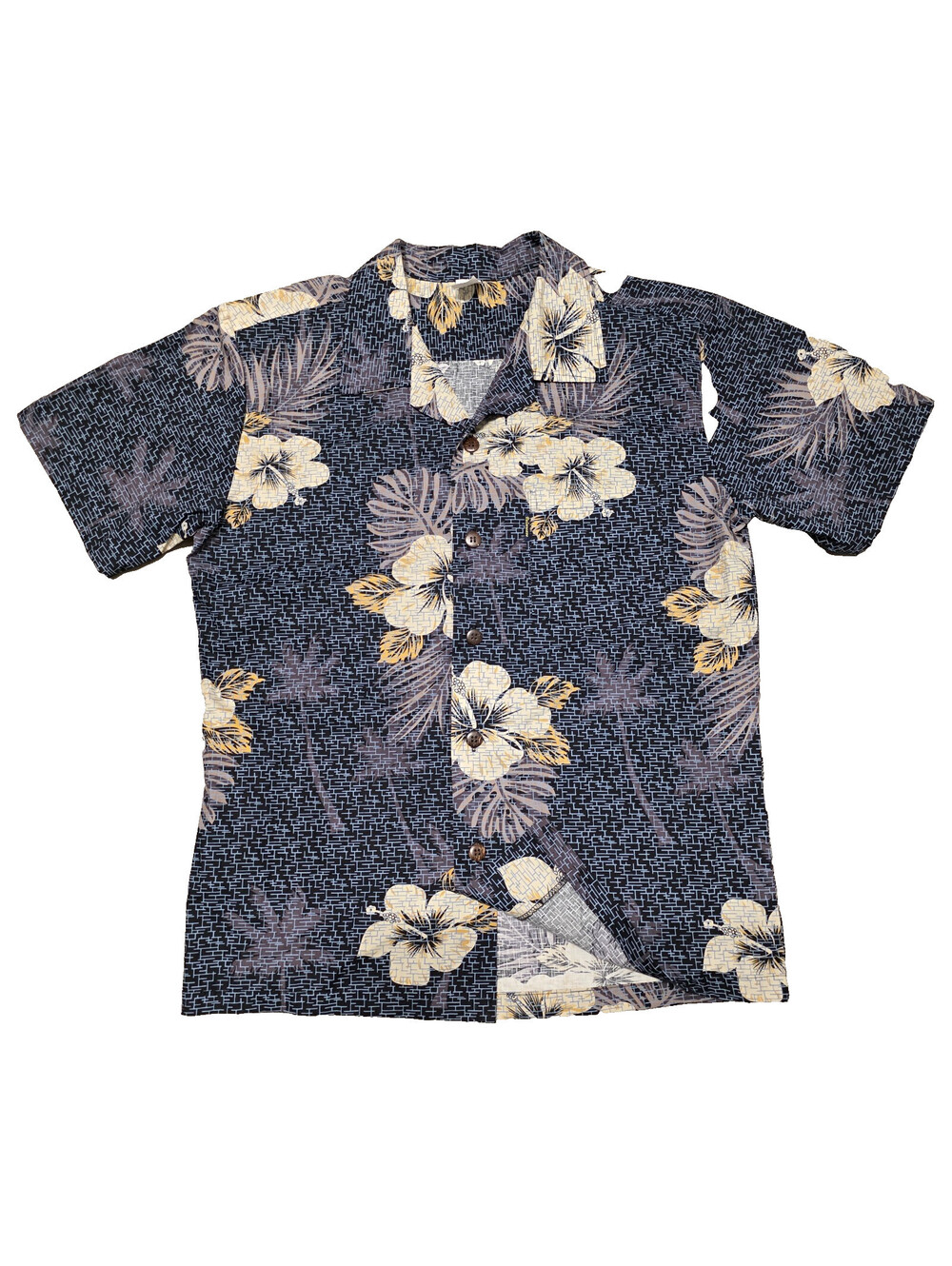 Palmwave Hawaiian Tropical Camp Shirt Mens Blue Short Sleeve Button Up 21x29 S
